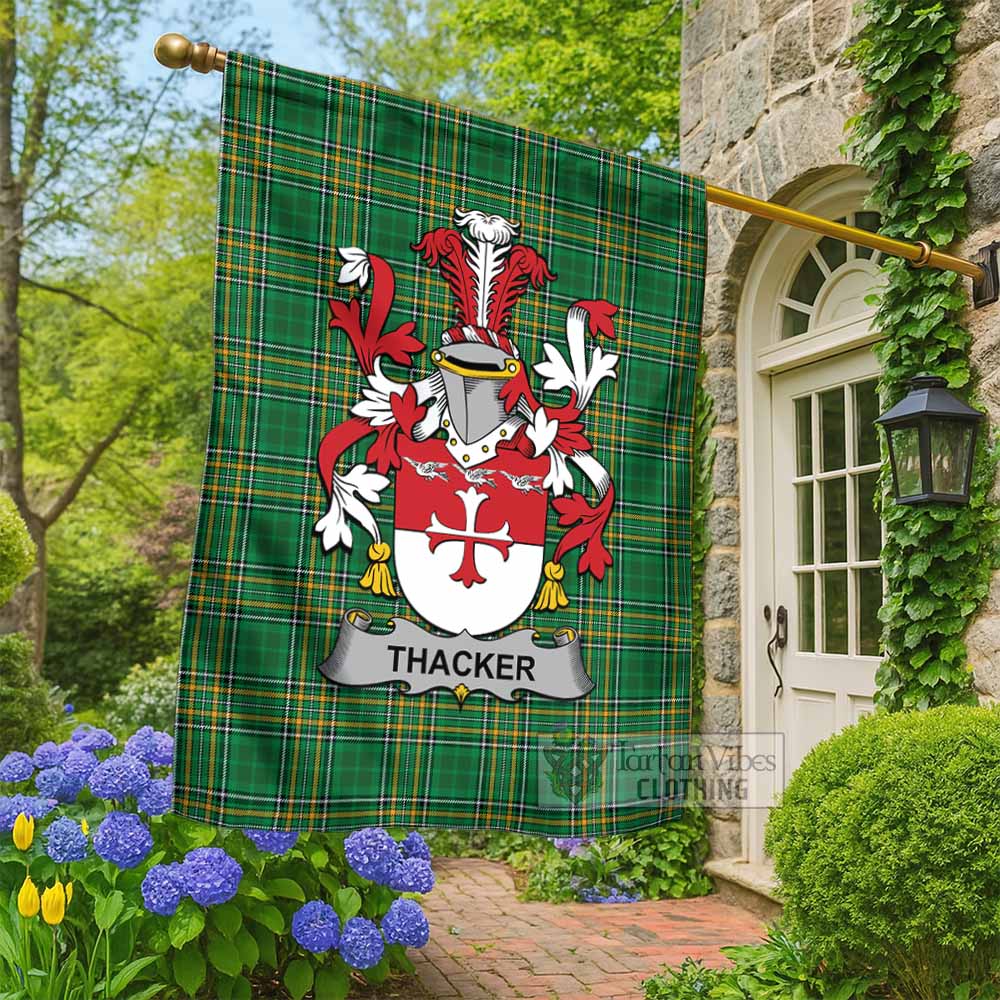 Thacker Irish Clan Tartan Flag with Coat of Arms