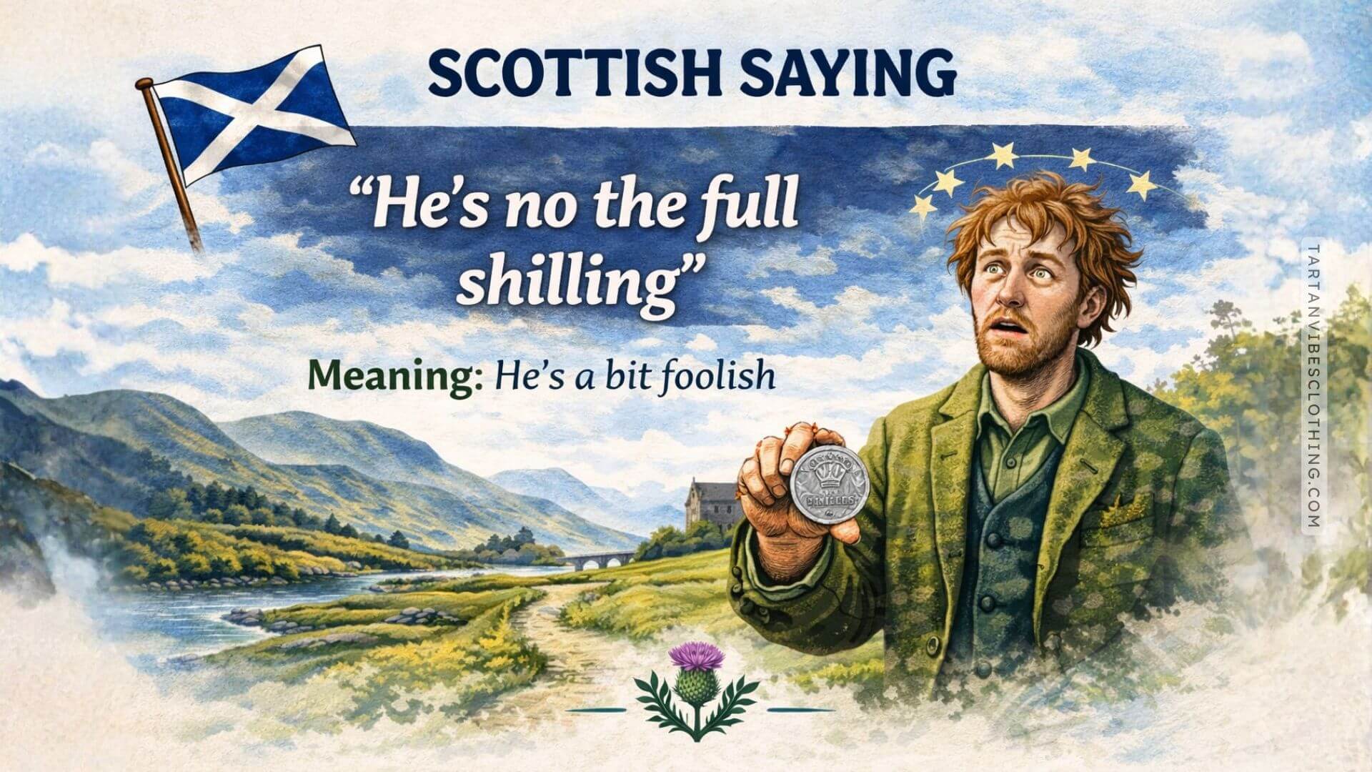 Scottish saying “He’s no the full shilling” meaning someone is a bit foolish