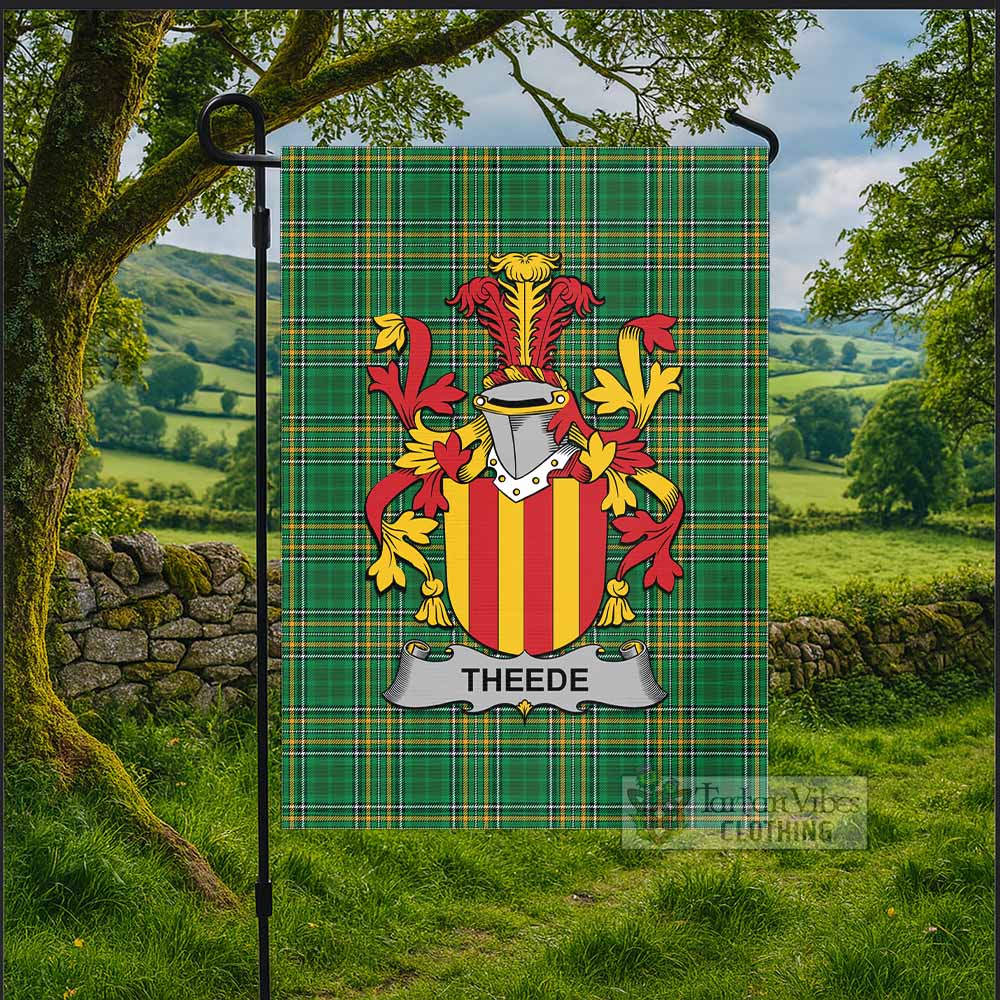 Theede Irish Clan Tartan Flag with Coat of Arms