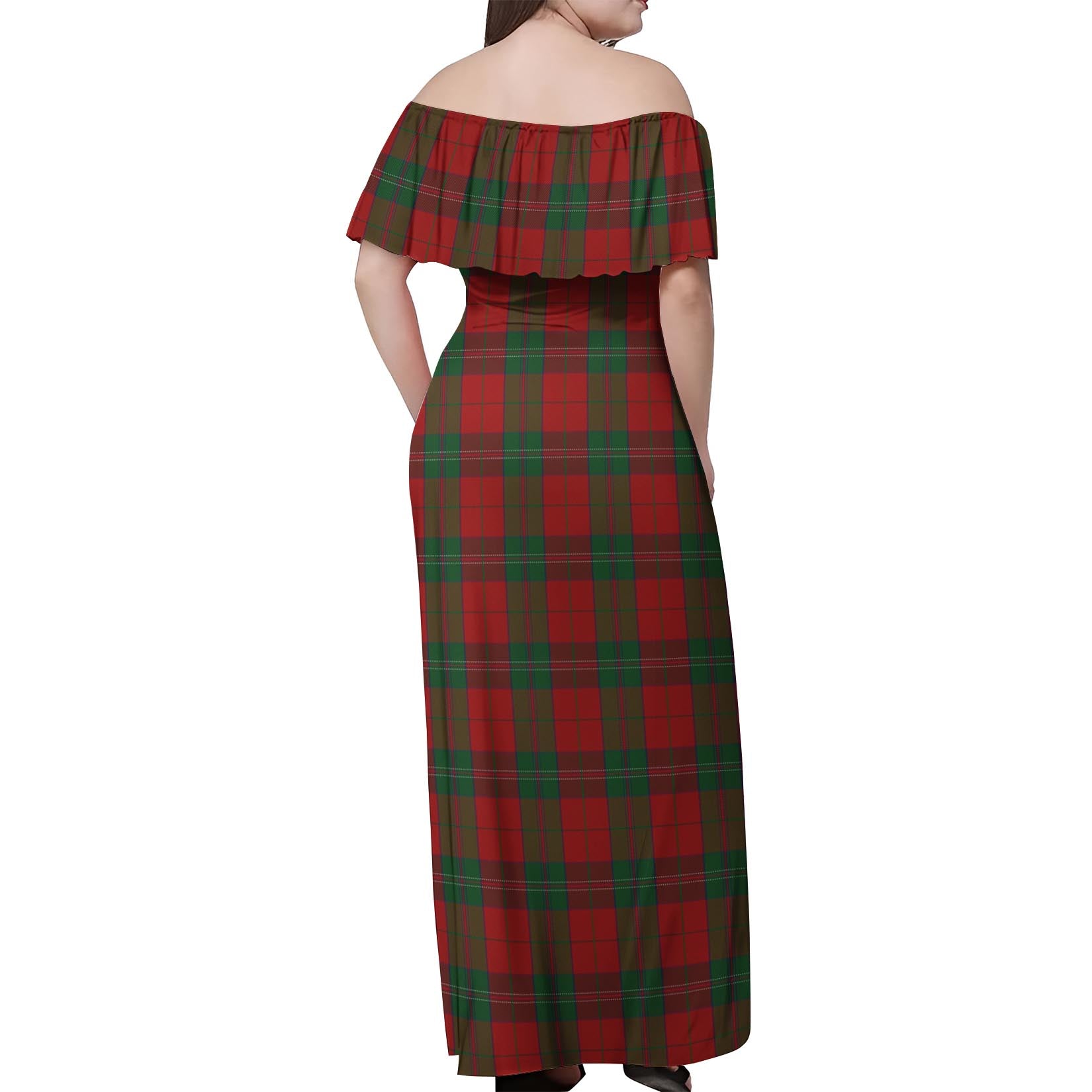 Thomas of Wales Tartan Off Shoulder Long Dress - Tartanvibesclothing