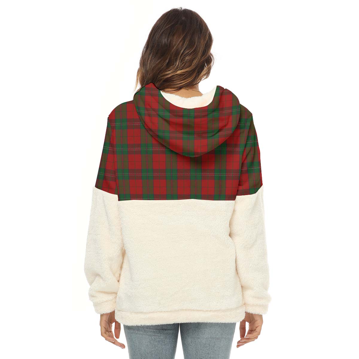 Thomas of Wales Tartan Women's Borg Fleece Hoodie With Half Zip - Tartan Vibes Clothing