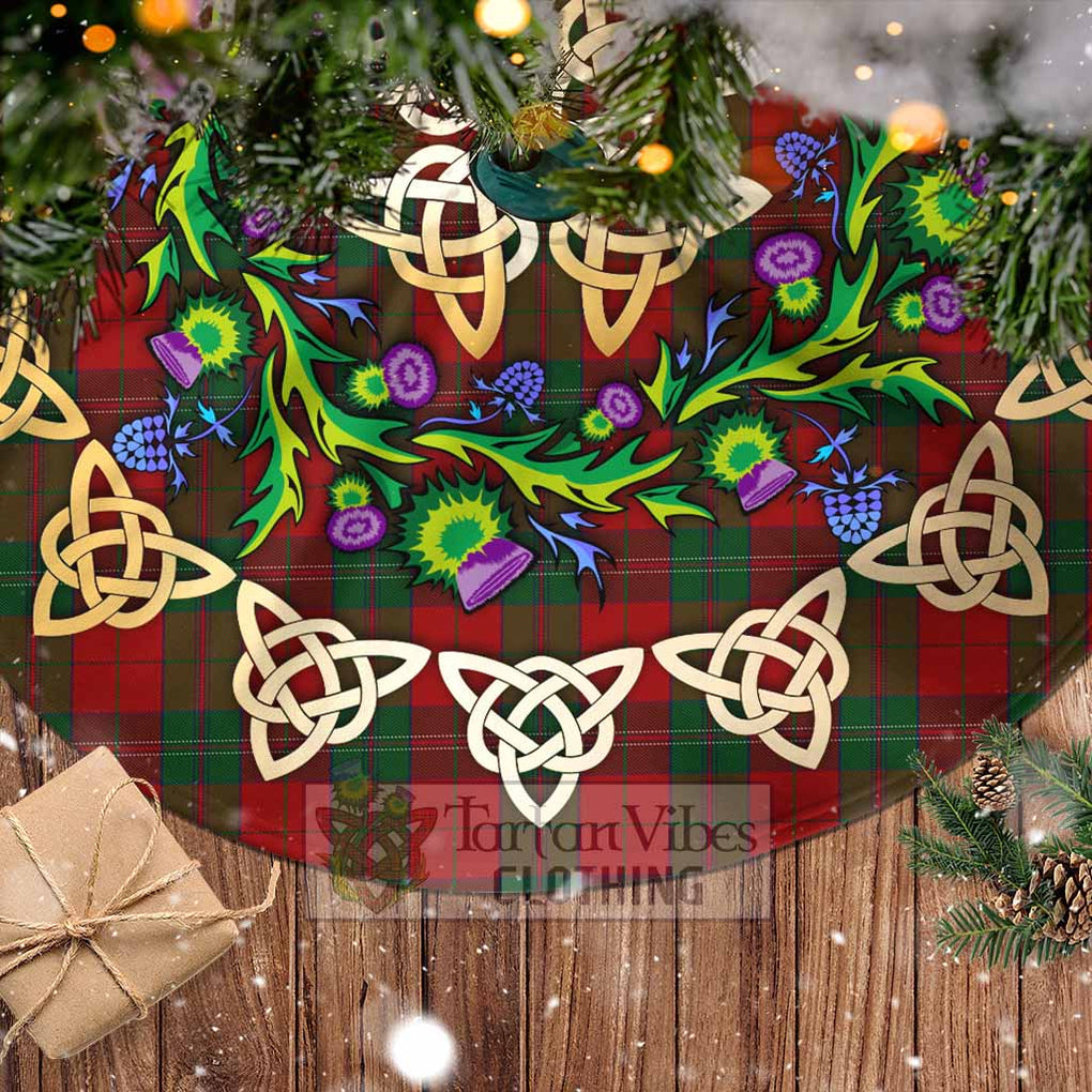 Tartan Vibes Clothing Thomas of Wales Tartan Christmas Tree Skirt with Thistle Celtic Knot Style