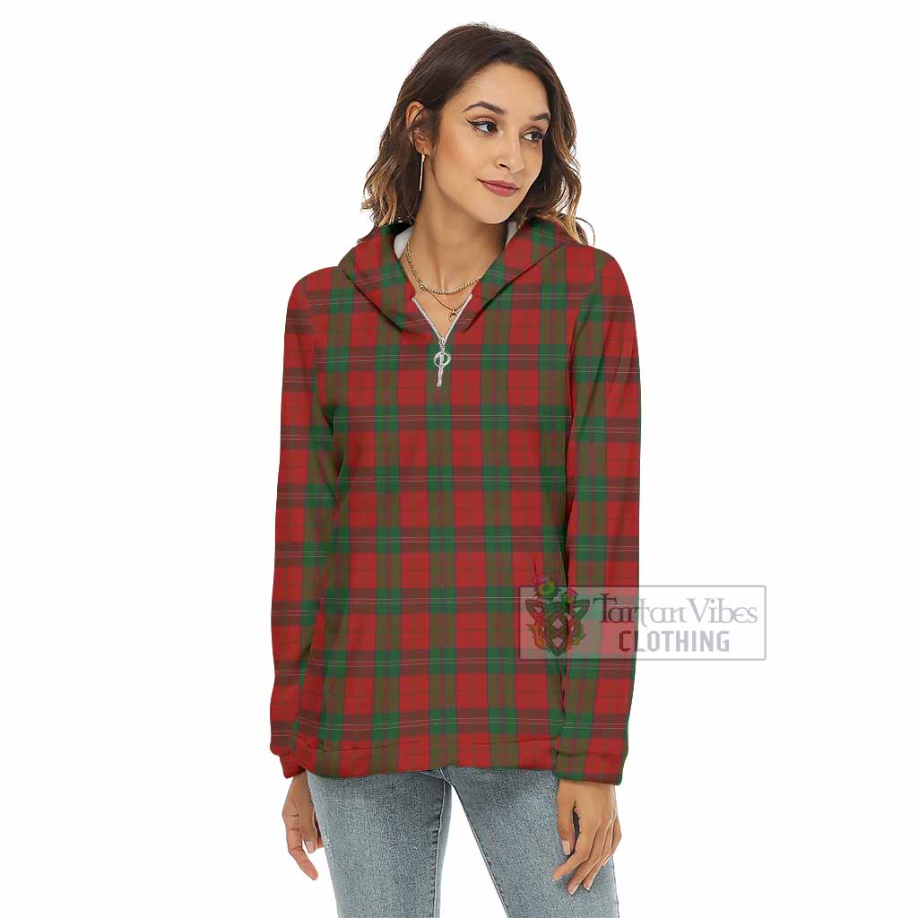 Tartan Vibes Clothing Thomas of Wales Tartan Women's Borg  Half Zip Fleece Hoodie