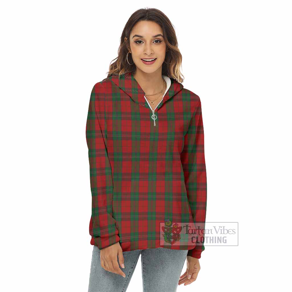Tartan Vibes Clothing Thomas of Wales Tartan Women's Borg  Half Zip Fleece Hoodie