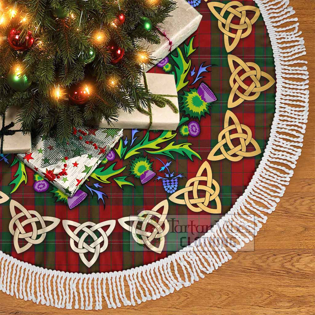 Tartan Vibes Clothing Thomas of Wales Tartan Christmas Tree Skirt with Thistle Celtic Knot Style