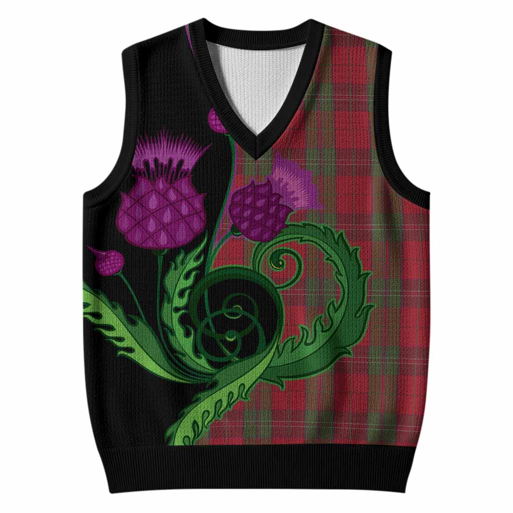 Thomas of Wales Tartan Knitted V-Neck Vest Traditional Scottish Thistle