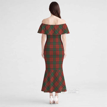 Thomas of Wales Tartan Off Shoulder Ruffle Mermaid Maxi Dress