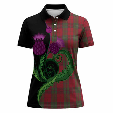 Thomas of Wales Tartan Women Polo Shirt Traditional Scottish Thistle