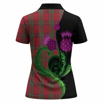 Thomas of Wales Tartan Women Polo Shirt Traditional Scottish Thistle