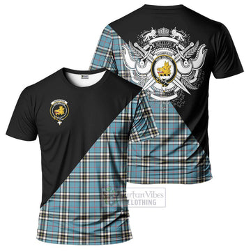 Thompson Tartan T-Shirt with Family Crest and Military Logo Style Kid's Shirt - Tartanvibesclothing Shop