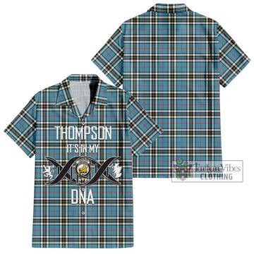 Thompson Tartan Short Sleeve Button Shirt with Family Crest DNA In Me Style Kid - Tartanvibesclothing Shop
