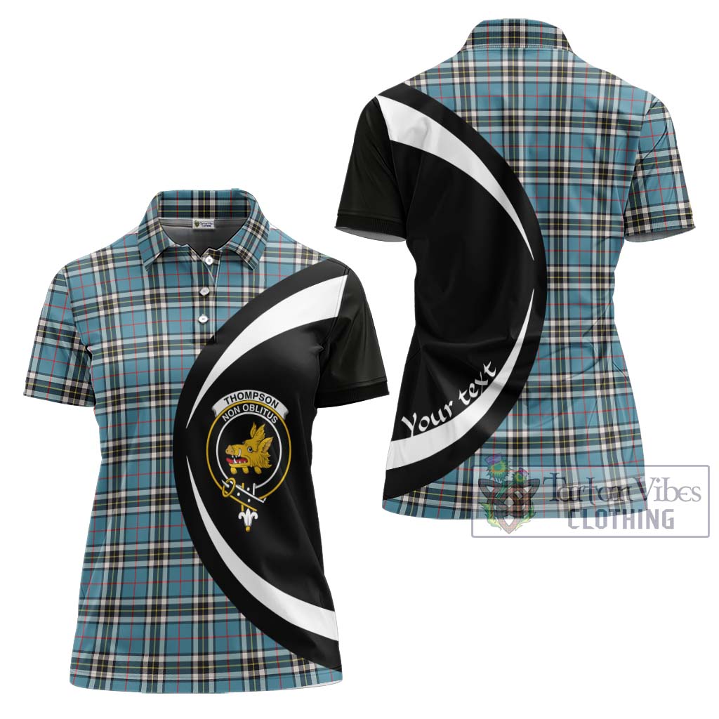 Thompson Tartan Women's Polo Shirt with Family Crest Circle Style Women - Tartan Vibes Clothing