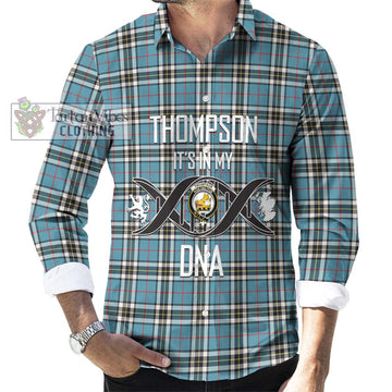 Thompson Tartan Long Sleeve Button Shirt with Family Crest DNA In Me Style Men's Shirt S - Tartanvibesclothing Shop