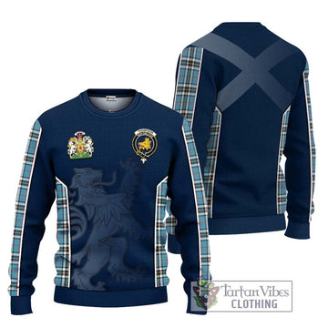 Thompson Tartan Knitted Sweater with Family Crest and Lion Rampant Vibes Sport Style Unisex - Tartan Vibes Clothing
