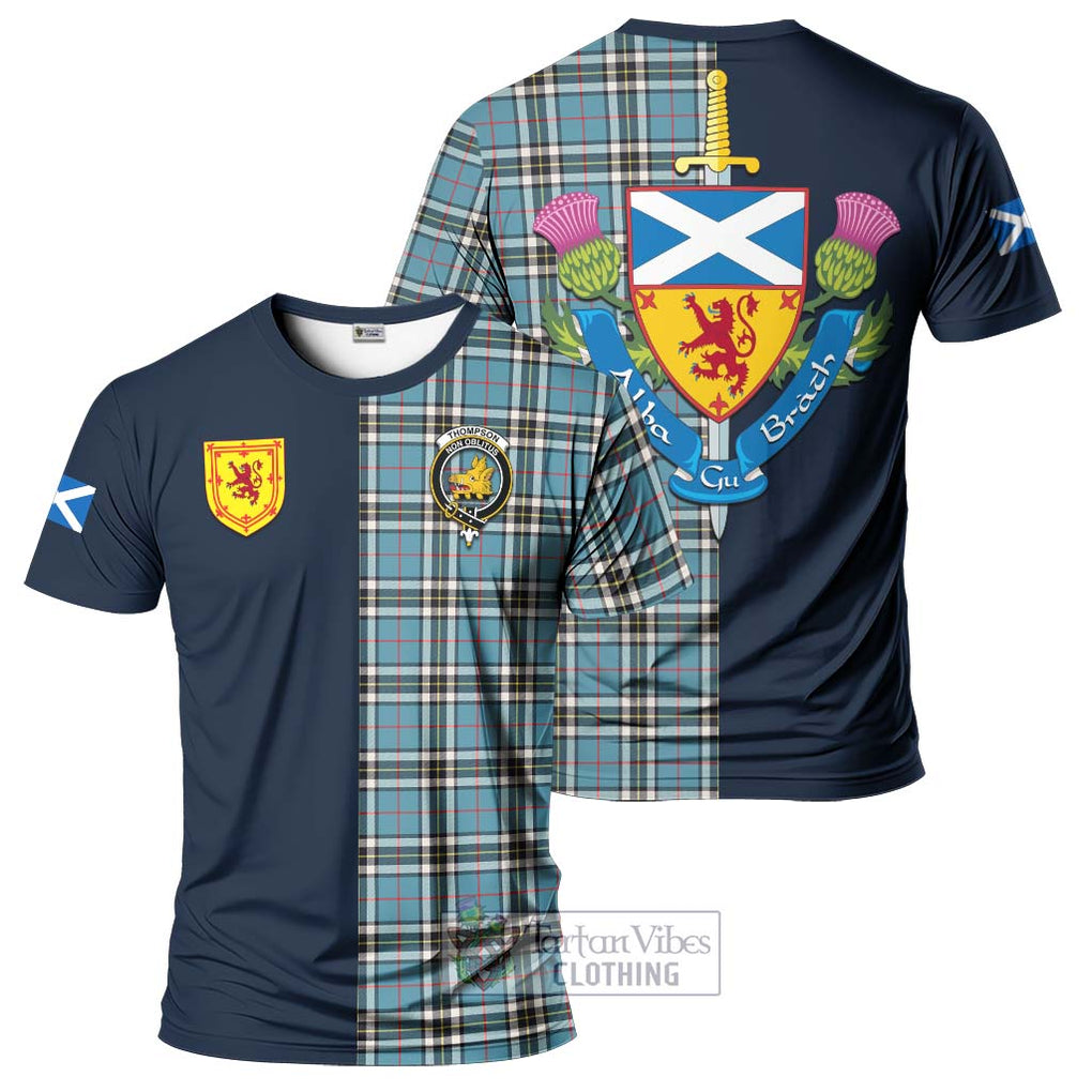 Tartan Vibes Clothing Thompson Tartan T-Shirt Alba with Scottish Lion Royal Arm Half Style