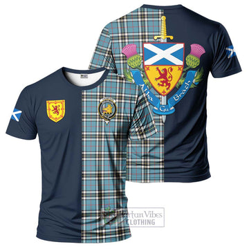 Tartan Vibes Clothing Thompson Tartan T-Shirt Alba with Scottish Lion Royal Arm Half Style