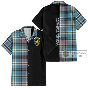 Thompson Tartan Short Sleeve Button Shirt with Family Crest and Half Of Me Style Kid - Tartanvibesclothing Shop