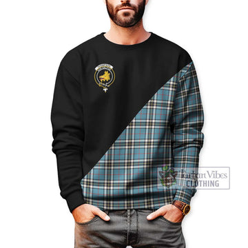 Thompson Tartan Sweatshirt with Family Crest and Military Logo Style Unisex - Tartanvibesclothing Shop