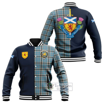Tartan Vibes Clothing Thompson Tartan Baseball Jacket with Scottish Lion Royal Arm Half Style