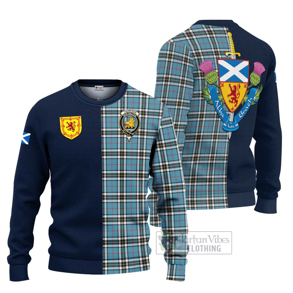 Tartan Vibes Clothing Thompson Tartan Knitted Sweater with Scottish Lion Royal Arm Half Style