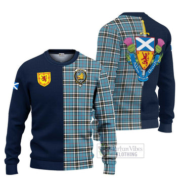 Tartan Vibes Clothing Thompson Tartan Knitted Sweater with Scottish Lion Royal Arm Half Style