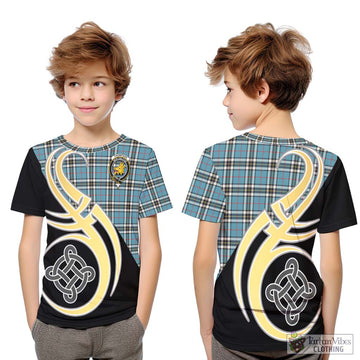 Thompson Tartan Kid T-Shirt with Family Crest and Celtic Symbol Style Youth XL Size14 - Tartan Vibes Clothing