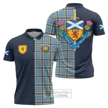 Tartan Vibes Clothing Thompson Tartan Zipper Polo Shirt with Scottish Lion Royal Arm Half Style