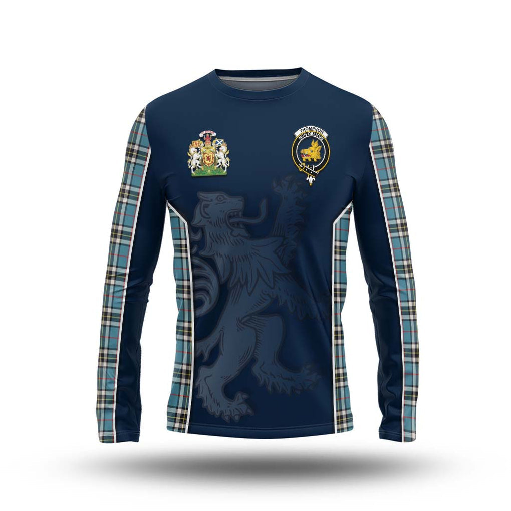 Thompson Tartan Long Sleeve T-Shirt with Family Crest and Lion Rampant Vibes Sport Style Unisex - Tartan Vibes Clothing