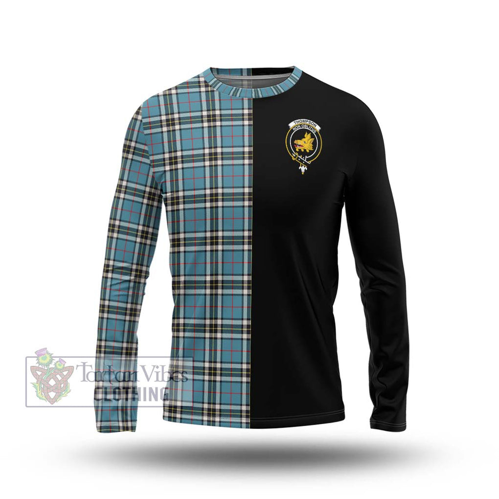 Thompson Tartan Long Sleeve T-Shirt with Family Crest and Half Of Me Style Unisex - Tartanvibesclothing Shop