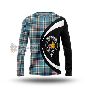 Thompson Tartan Long Sleeve T-Shirt with Family Crest Circle Style Unisex - Tartan Vibes Clothing