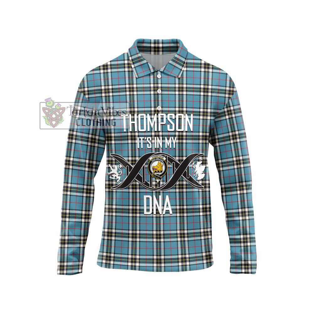 Thompson Tartan Long Sleeve Polo Shirt with Family Crest DNA In Me Style Unisex - Tartanvibesclothing Shop