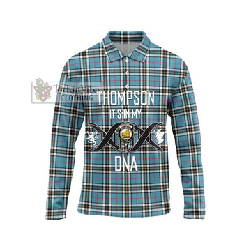 Thompson Tartan Long Sleeve Polo Shirt with Family Crest DNA In Me Style Unisex - Tartanvibesclothing Shop