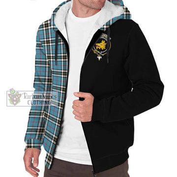 Thompson Tartan Sherpa Hoodie with Family Crest and Half Of Me Style Unisex S - Tartanvibesclothing Shop