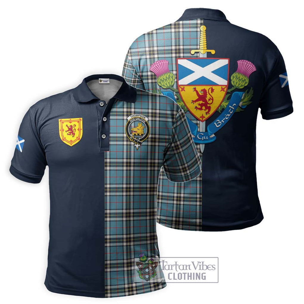 Tartan Vibes Clothing Thompson Tartan Polo Shirt with Scottish Lion Royal Arm Half Style