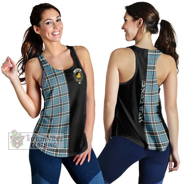 Thompson Tartan Women's Racerback Tanks with Family Crest and Half Of Me Style 4XL - Tartanvibesclothing Shop