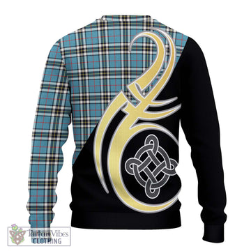 Thompson Tartan Knitted Sweater with Family Crest and Celtic Symbol Style - Tartan Vibes Clothing