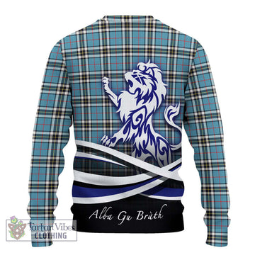 Thompson Tartan Knitted Sweater with Alba Gu Brath Regal Lion Emblem - Tartanvibesclothing Shop