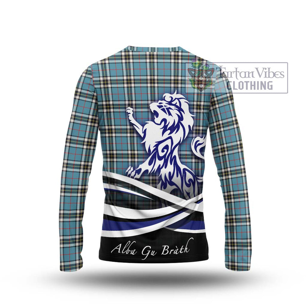 Thompson Tartan Long Sleeve T-Shirt with Alba Gu Brath Regal Lion Emblem - Tartanvibesclothing Shop