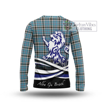 Thompson Tartan Long Sleeve T-Shirt with Alba Gu Brath Regal Lion Emblem - Tartanvibesclothing Shop