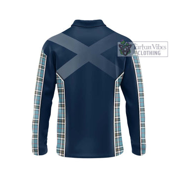 Thompson Tartan Long Sleeve Polo Shirt with Family Crest and Lion Rampant Vibes Sport Style - Tartan Vibes Clothing