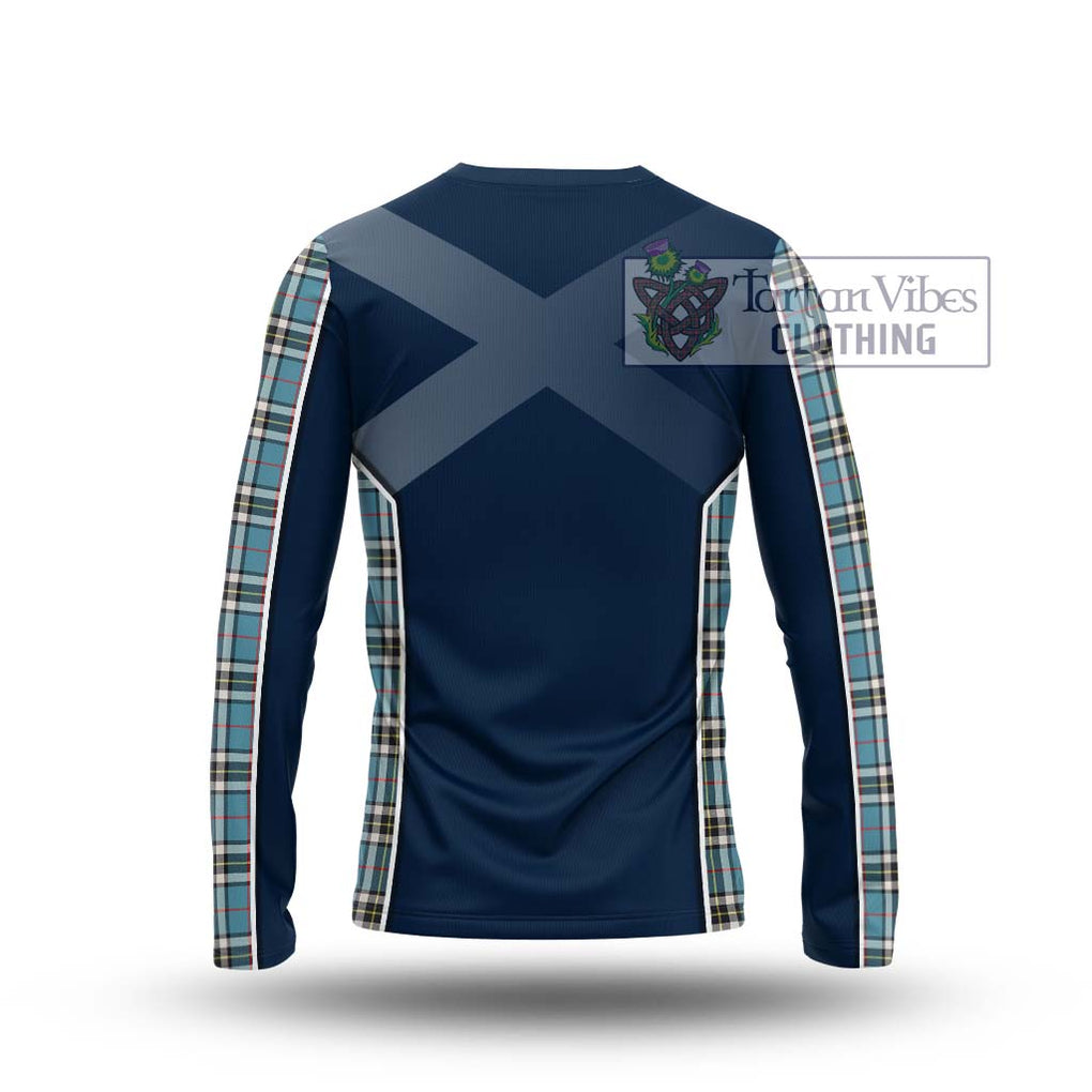 Thompson Tartan Long Sleeve T-Shirt with Family Crest and Lion Rampant Vibes Sport Style - Tartan Vibes Clothing