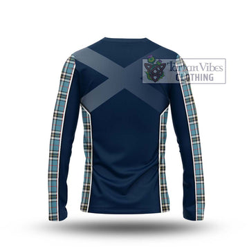 Thompson Tartan Long Sleeve T-Shirt with Family Crest and Lion Rampant Vibes Sport Style - Tartan Vibes Clothing