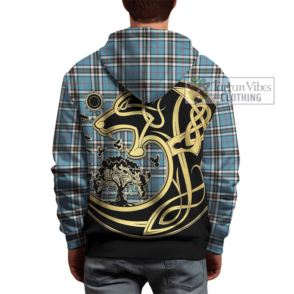 Thompson Tartan Hoodie with Family Crest Celtic Wolf Style - Tartan Vibes Clothing