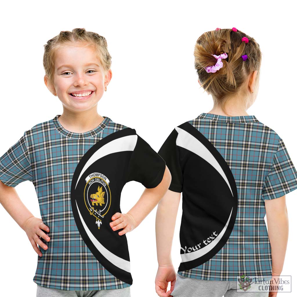 Thompson Tartan Kid T-Shirt with Family Crest Circle Style - Tartan Vibes Clothing