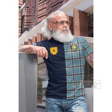Tartan Vibes Clothing Thompson Tartan Cotton T-shirt with Scottish Lion Royal Arm Half Style