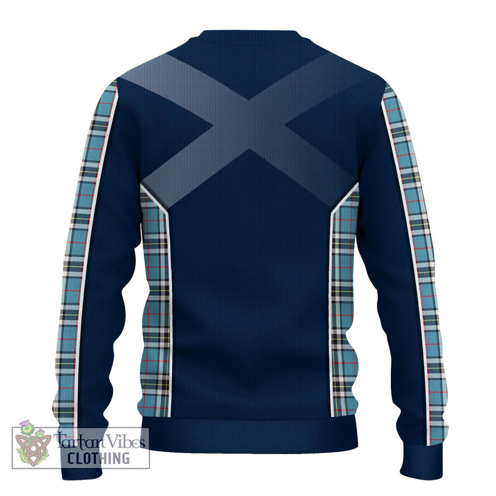 Thompson Tartan Knitted Sweater with Family Crest and Lion Rampant Vibes Sport Style - Tartan Vibes Clothing