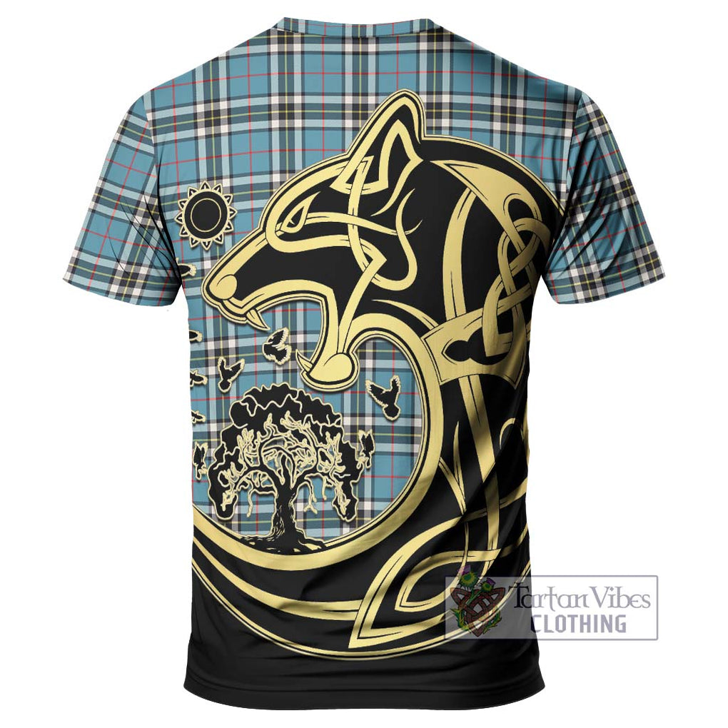 Thompson Tartan T-Shirt with Family Crest Celtic Wolf Style - Tartan Vibes Clothing