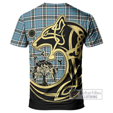Thompson Tartan T-Shirt with Family Crest Celtic Wolf Style - Tartan Vibes Clothing