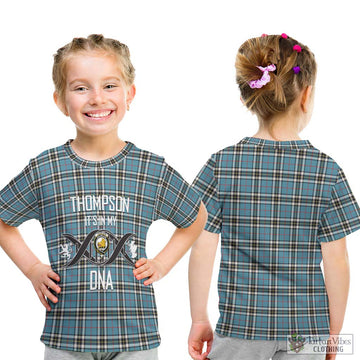 Thompson Tartan Kid T-Shirt with Family Crest DNA In Me Style - Tartanvibesclothing Shop