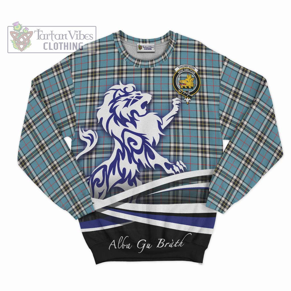 Thompson Tartan Sweatshirt with Alba Gu Brath Regal Lion Emblem - Tartanvibesclothing Shop